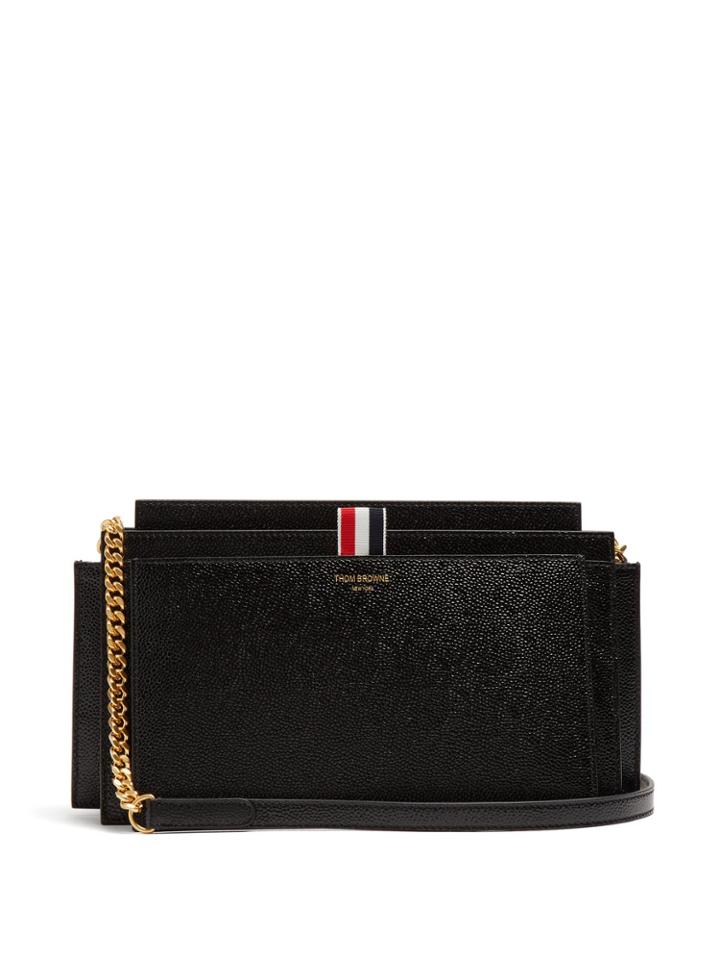 Thom Browne Accordion Pebble-leather Shoulder Bag