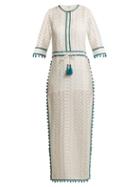 Matchesfashion.com Talitha - Jaya Embroidered Cotton Blend Dress - Womens - Green White