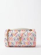 Saint Laurent - Jaime Medium Logo-print Satin Shoulder Bag - Womens - White Multi