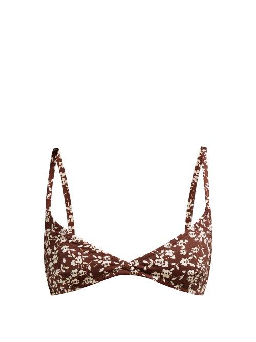 Matchesfashion.com Dodo Bar Or - Jenna Floral Print Bikini Top - Womens - Burgundy Print