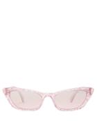 Matchesfashion.com Miu Miu - Glittered Rectangular Cat Eye Acetate Sunglasses - Womens - Pink