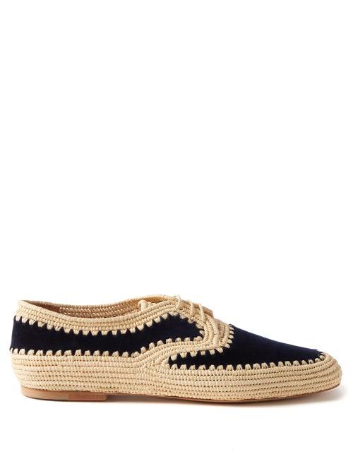 Gabriela Hearst - Miguel Raffia And Velvet Shoes - Womens - Dark Navy