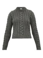 Matchesfashion.com Ganni - Cable Knit Alpaca Blend Sweater - Womens - Grey