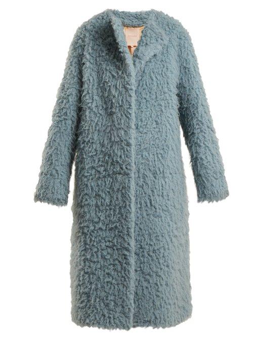 Matchesfashion.com Roksanda - Textured Camel Hair Coat - Womens - Light Blue
