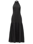 Matchesfashion.com Sir - Blanche Halterneck Dropped-waist Linen Dress - Womens - Black