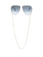 Matchesfashion.com Givenchy - Oversized-square Metal Sunglasses And Chain - Womens - Gold