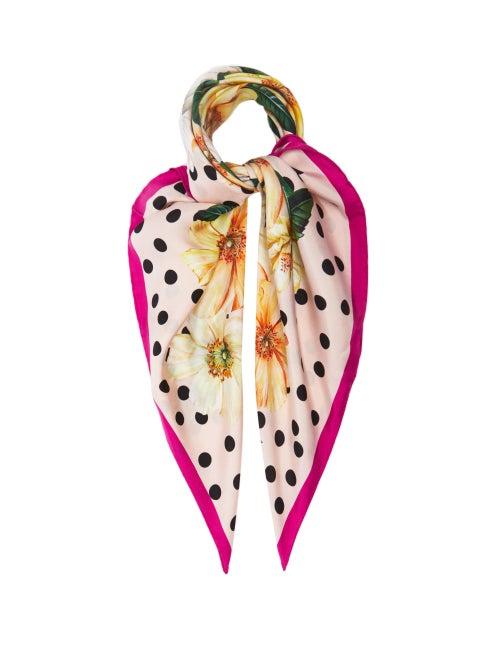 Matchesfashion.com Dolce & Gabbana - Camellia-print Silk Scarf - Womens - White Multi