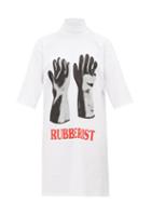 Matchesfashion.com Christopher Kane - Rubberist Print Cotton T Shirt Dress - Womens - White