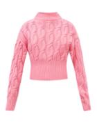Emilia Wickstead - Hilda High-neck Cabled-wool Sweater - Womens - Bright Pink