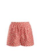 Matchesfashion.com La Doublej - Domino Print Silk Shorts - Womens - Red Multi