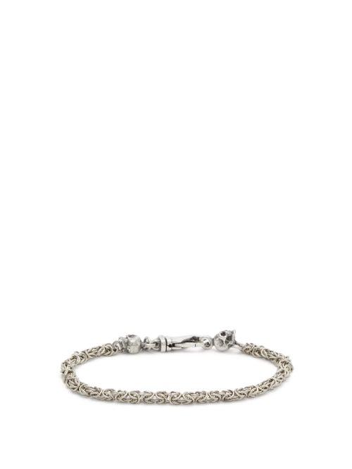 Matchesfashion.com Emanuele Bicocchi - Skull Byzantine-chain Sterling-silver Bracelet - Mens - Silver