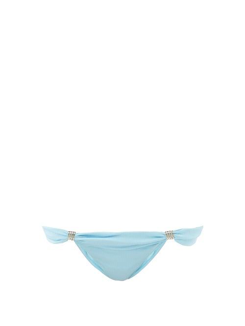 Ladies Beachwear Melissa Odabash - Grenada Ring-embellished Ruched Bikini Briefs - Womens - Light Blue