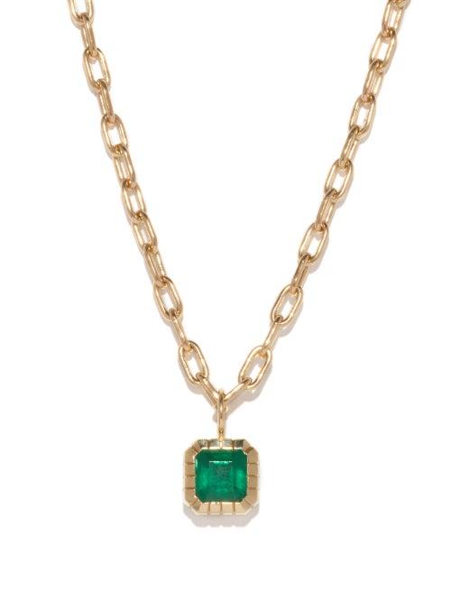 Retrouvai - Heirloom Emerald & 14kt Gold Necklace - Womens - Green Gold