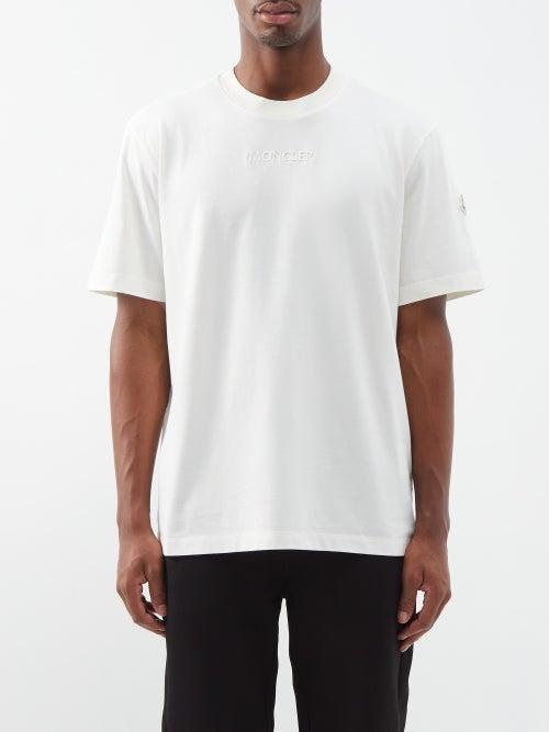 Moncler - Logo-embroidered Cotton-jersey T-shirt - Mens - Cream