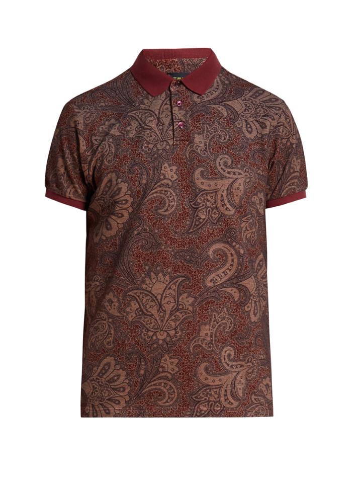 Etro Paisley Cotton-piqu Polo Shirt