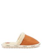Chlo - Shearling-lined Leather Backless Loafers - Womens - Tan