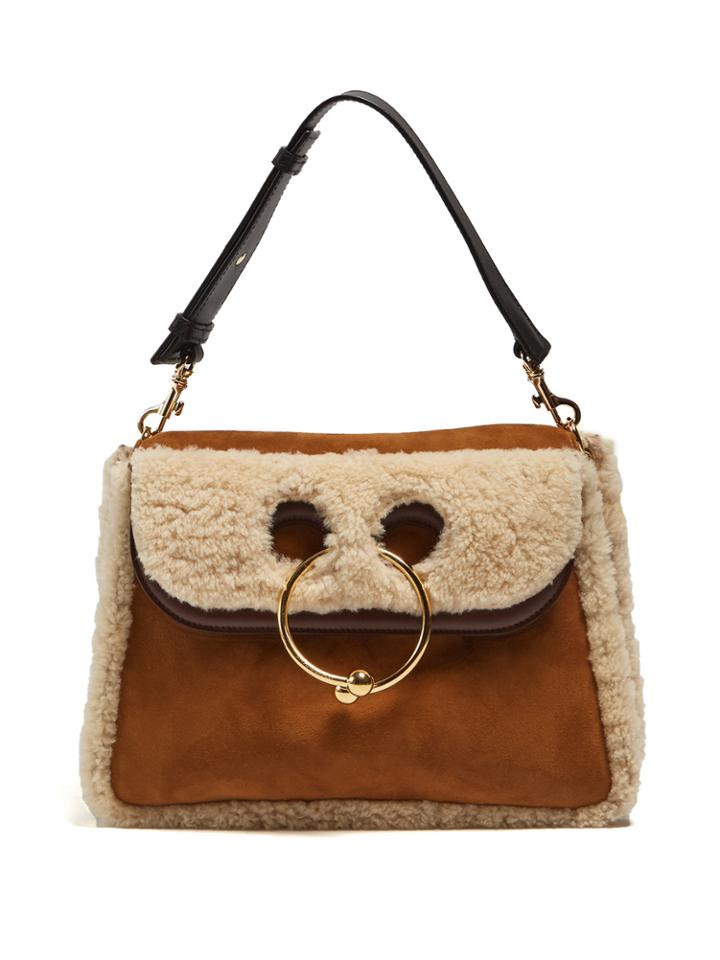 J.w.anderson Pierce Medium Shearling Shoulder Bag