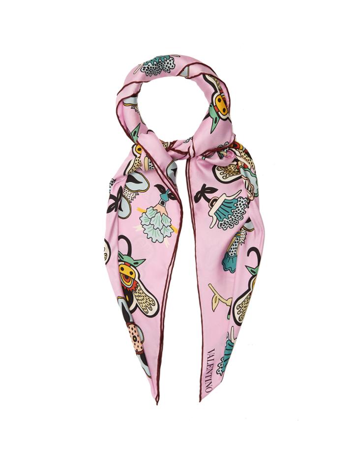 Valentino Floral-print Silk-satin Scarf