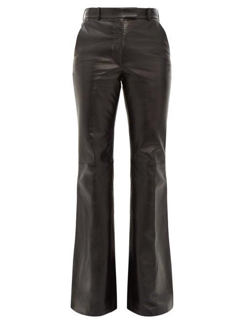 Matchesfashion.com Joseph - Valmy Leather Flared Trousers - Womens - Black