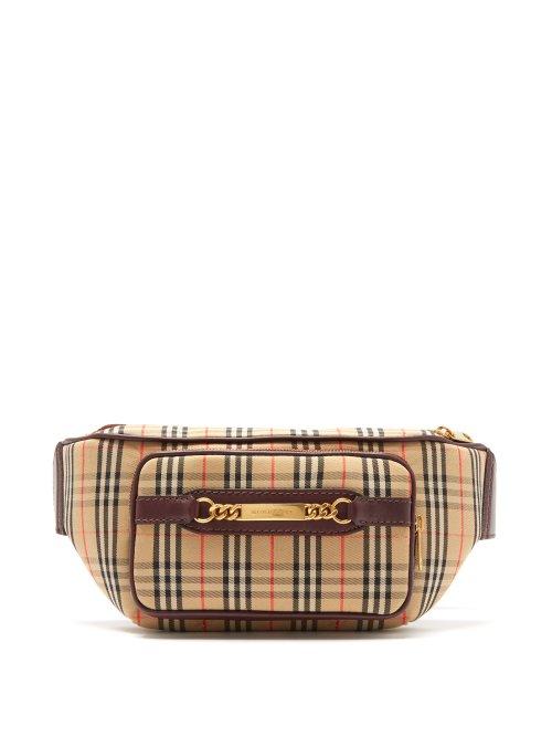 Matchesfashion.com Burberry - Joey 1983 Haymarket Check Belt Bag - Womens - Burgundy Multi