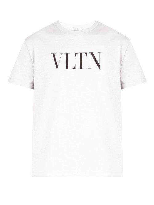 Matchesfashion.com Valentino - Vltn Logo Print Cotton T Shirt - Mens - White