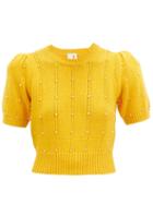 Matchesfashion.com Joostricot - Beaded Cable-knit Cotton-blend Sweater - Womens - Yellow Multi