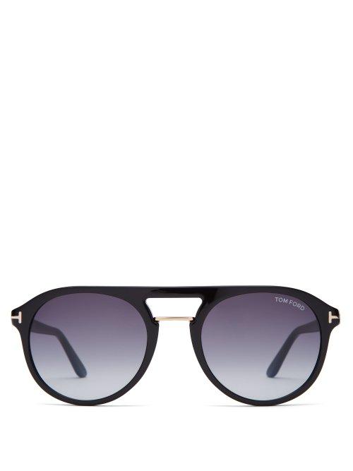 Matchesfashion.com Tom Ford Eyewear - Aviator Acetate Sunglasses - Mens - Black