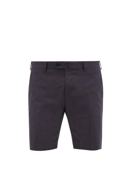 Matchesfashion.com Odyssee - Combes Tailored Cotton Twill Shorts - Mens - Navy