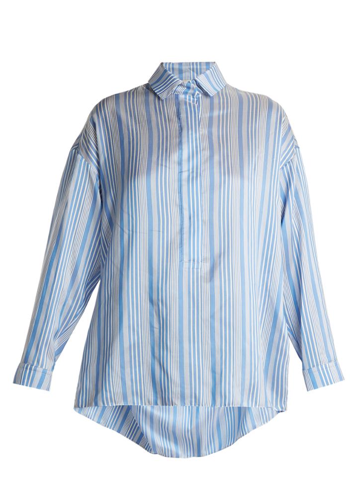 Kalmar Oversized Point-collar Striped Silk Blouse