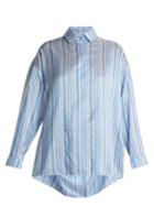 Kalmar Oversized Point-collar Striped Silk Blouse