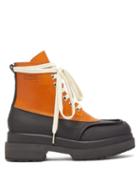 Matchesfashion.com Mm6 Maison Margiela - Layered Sole Lace Up Leather Boots - Womens - Black Tan
