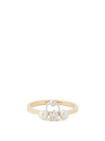 Ladies Fine Jewellery Delfina Delettrez - Two In One Diamond, Pearl & 18kt Gold Ring - Womens - Pearl