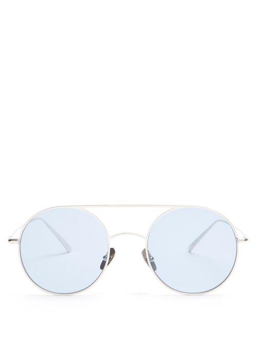 Matchesfashion.com Kaleos - Borden Round Frame Sunglasses - Womens - Blue