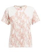 Matchesfashion.com Adidas By Stella Mccartney - Snake Print Cotton Blend T Shirt - Womens - Pink White
