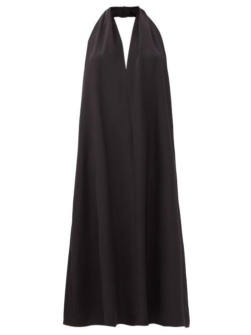 Matchesfashion.com La Collection - Claudia Halterneck Silk-crepe Dress - Womens - Black
