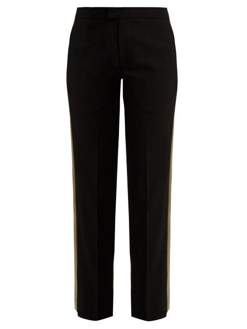 Matchesfashion.com Wales Bonner - Mid Rise Tailored Wool Blend Trousers - Womens - Black Multi