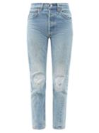 Matchesfashion.com Another Tomorrow - Vintage Levi's 501 Distressed Cropped Jeans - Womens - Mid Denim