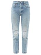 Matchesfashion.com Another Tomorrow - Vintage Levi's 501 Distressed Cropped Jeans - Womens - Mid Denim