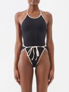 Lisa Marie Fernandez - Halterneck Swimsuit - Womens - Black Beige