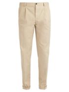 Matchesfashion.com Burberry - Mid Rise Straight Leg Cotton Trousers - Mens - Beige