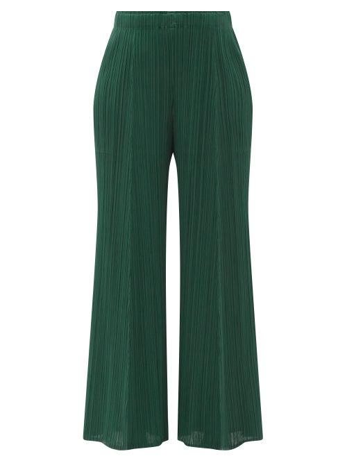 Matchesfashion.com Pleats Please Issey Miyake - Technical Pleated Wide-leg Trousers - Womens - Dark Green