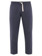 Matchesfashion.com Maran - Drawstring-waist Tapered Linen Trousers - Mens - Navy