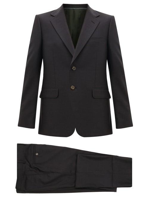Matchesfashion.com Gucci - London Single-breasted Wool-blend Suit - Mens - Dark Grey