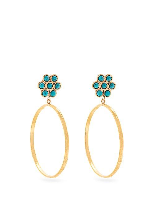 Matchesfashion.com Sylvia Toledano - Flower Gold Plated Clip On Hoop Earrings - Womens - Blue