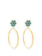 Matchesfashion.com Sylvia Toledano - Flower Gold Plated Clip On Hoop Earrings - Womens - Blue