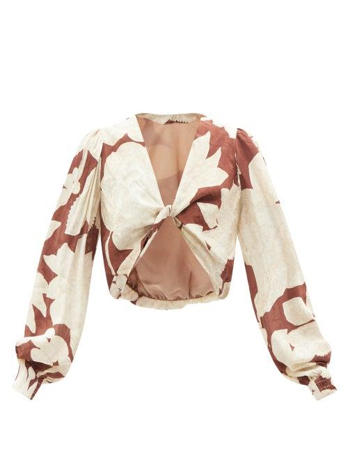 Johanna Ortiz - Antique Goes Wild Jacquard Blouse - Womens - Burgundy Multi