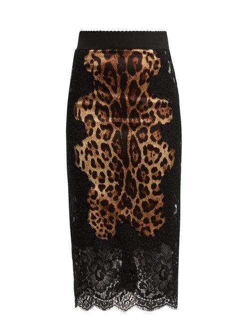 Matchesfashion.com Dolce & Gabbana - High Rise Cotton Blend Pencil Skirt - Womens - Leopard