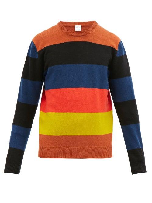 Matchesfashion.com Paul Smith - Striped Wool Sweater - Mens - Orange Multi