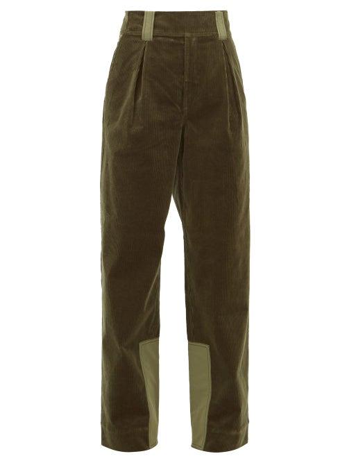 Matchesfashion.com Ganni - Panelled Corduroy Wide-leg Trousers - Womens - Khaki