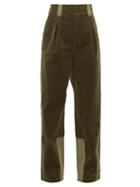 Matchesfashion.com Ganni - Panelled Corduroy Wide-leg Trousers - Womens - Khaki